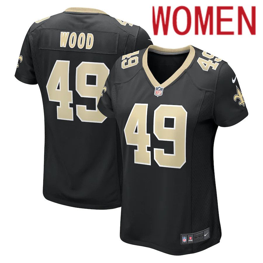 Women New Orleans Saints #49 Zach Wood Nike Black Game NFL Jersey